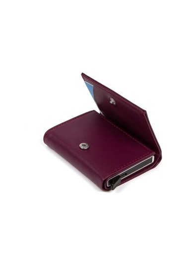 Tuldar Erkek Rfıd Otomatik Çekim Koruyucu Mekanizmalı Kağıt Para Bölmeli Hediyelik Kartlık Cüzdan Tul605 - Mor