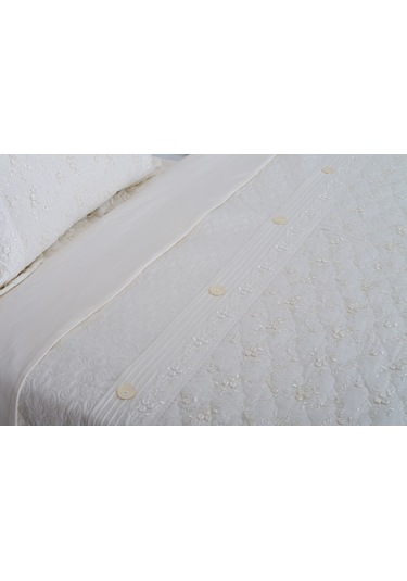 Finezza Gülfem Pamuk Baskılı  Krem- Krem Yatak Örtüsü Seti Çift Kş. 6 Parça-1463