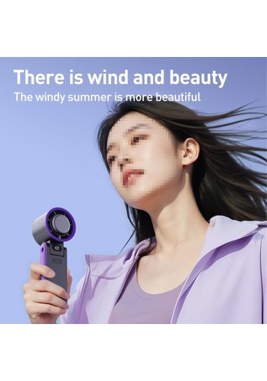 Y19 Akıllı Buz Sıkıştırma Katlanır El Taşınağı Fan Buz Mavisi Mor