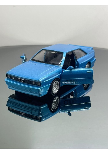 Audi Quattro 1:32 Ölçek Metal Çek Bırak Model Araba 12 Cm - Mavi