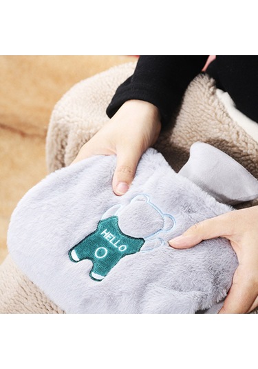 1500ML Karikatür Ayı Doldurulabilir Sıcak Su Torbası Gri