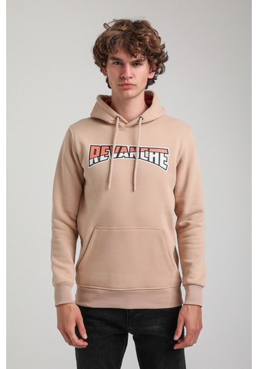 Kapüşonlu Bej Slim Fit Hoodie 23fwm64058 BEJ Bej