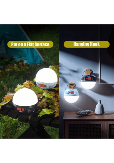 Reedark Büyük Boy Mavi Led Kamp Feneri, Type-c Şarj, 3 Işık Modu, Usb Power Bank, Taşınabilir Çadır Işığı Çok Renkli