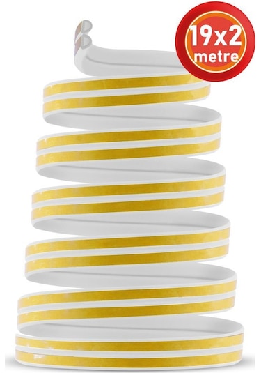 19x2=38 Mt Telvesse Kapı Pencere Su Soğuk Geçirmez İzolasyon Bandı Yalıtım Fitili (Beyaz)