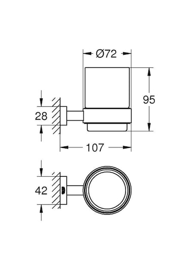 Grohe Essentials Cube Tutamaçlı Cam Fırçalık, Krom, 40755001 Krom
