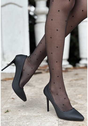 Hillar Siyah Saten Stiletto Ayakkabı siyah