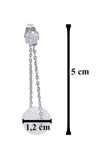 FerizZ 316L Çelik Sallantılı Taşlı İnci Küpe UNK-550 Beyaz