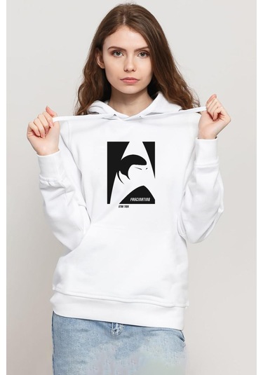 Star Trek Spock Fascinating Beyaz Kadın 3ip Kapşonlu Sweatshirt Beyaz