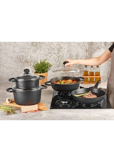 Kahramanlar Motto Döküm 7 Parça Tencere Seti