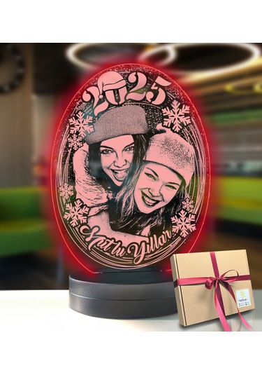 Yeni Yıl Kişiye Özel Resimli Oval Led Gece Lambası