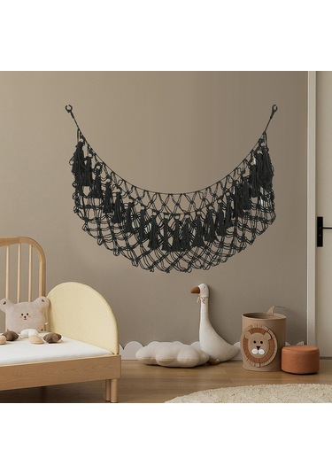 Homyl Yumuşak Oyuncak Net Hamak Dokuma Halat Ev Dekor Oyun Siyah Siyah