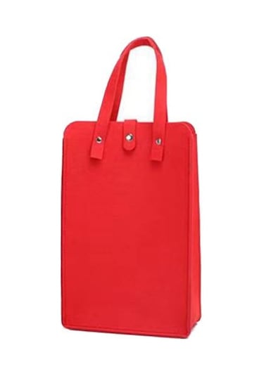 Kırmızı Çanta Kalın Uzun Büyük Yük Taşıyan Şarap Hediye Kolu Yeniden Kullanılabilir Firma Dikiş Düşmeyi Önleme Kırmızı