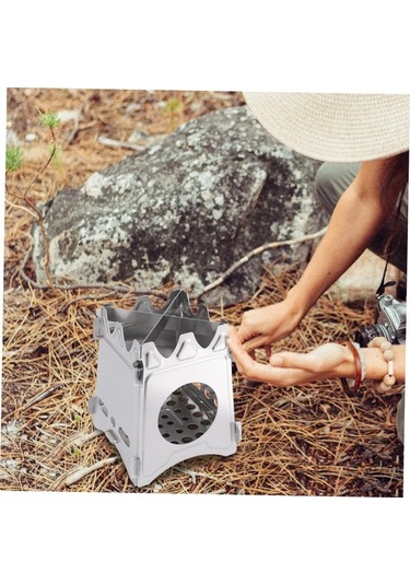 Toddmomy Katlanır Soba Taşınabilir Yakıt Brülörü Yanan Kamp Beyaz Altın - Gümüş