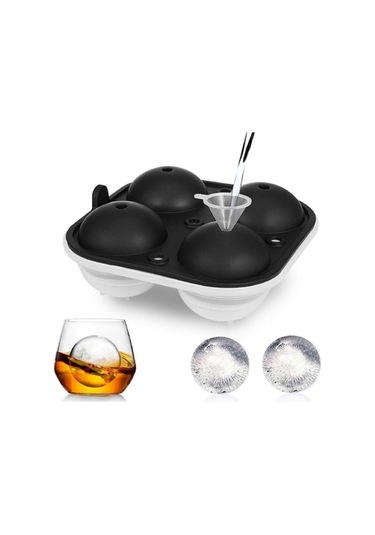 Dinosaurs Beans Three Beans 4 Delik Buz Topu Maker Büyük Küre Kalıp Silikon Buz Küp Tepsileri Viski Buz Topu Kalıp Küre Yuvarlak Siyah Kalıp Ahşap