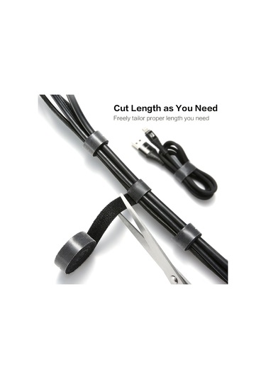 Geeroyoo Floveme Nylon Kablolu Bant, Tekrarlı Kullanım, 5 Metre Uzunluk, 6.2mm Genişlik, Kabloları Düzenle, Çabuk Kur, Çevre Dost, Siyah