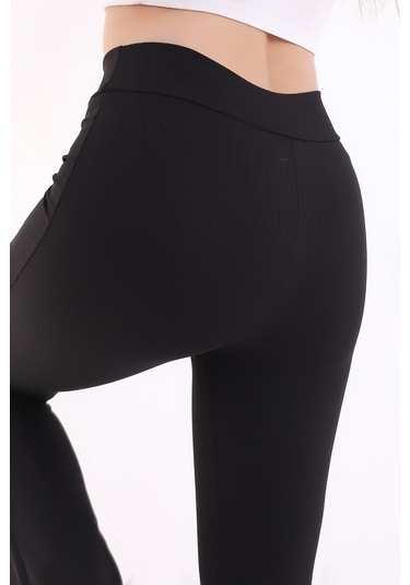 Kadın Siyah Yüksek Bel Fitilli Dayanıklı Örme Kumaş Toparlayıcı ISiyah