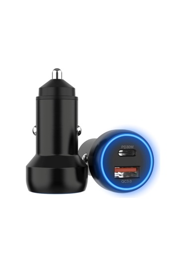 Ibd352 Alüminyum Alaşımlı Çift Arayüzlü Araç Şarj Cihazı, Özellik: Qc3.0 30w + Pd 3.0 30w