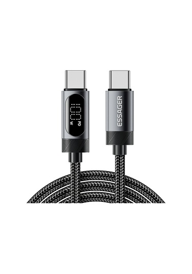 Essager 1m Usb C - Usb C Kablosu 100w Dijital Ekran Hızlı Şarj Veri Senkronizasyon Kablosu