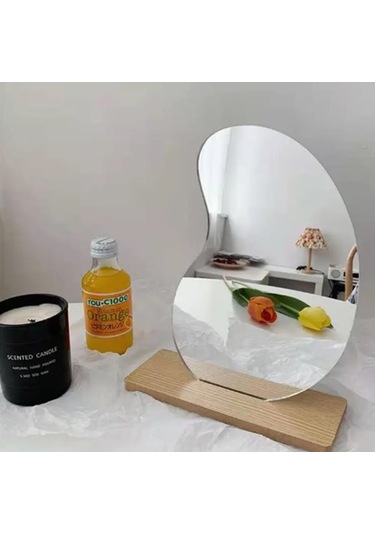 Gaman Ahşap Standlı Masaüstü Asimetrik Makyaj Aynası