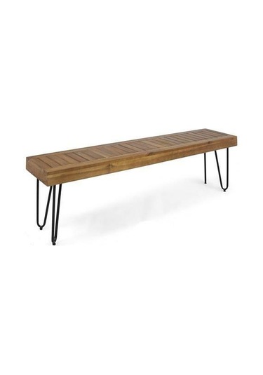 Abronyahediye Minimalist Bahçe Bankı Ahşaplı Metal Bench Ahşap