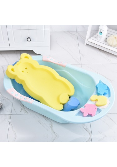 Suofeng Yeni Doğanlar İçin Kaymaz Banyo Matı - Bebek Banyo Rafı Oluşturucu, Konforlu Ve Güvenli Sprey Mavi, 3 Adet Sabun Spreyi Hediye, 5 Cm