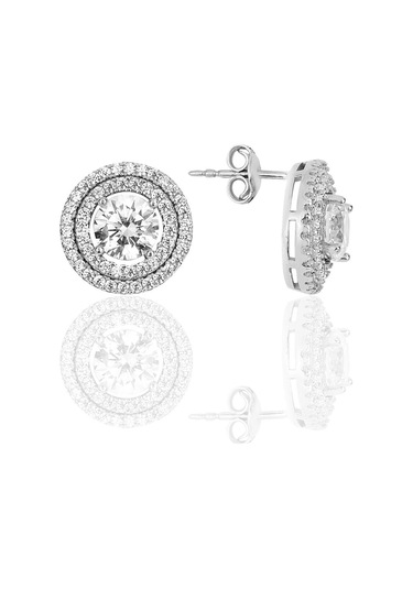 Gümüş Rodyumlu Zirkon Taşlı Pırlanta Montürlü Yuvarlak Bileklikli Üçlü Set