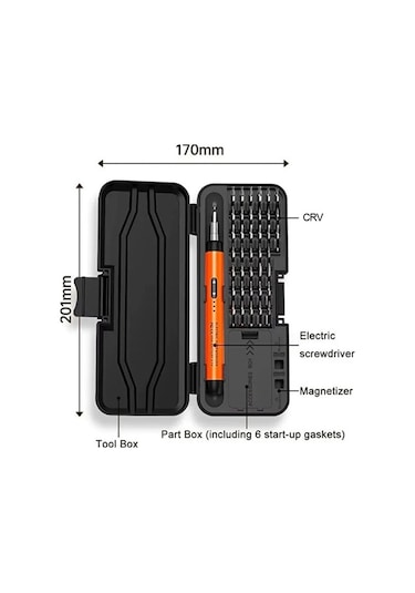3.7v Şarjlı Mini Elektrikli Tornavida Seti 500mah Type-c Manyetik Hassas Uçlu Vida Seti 38 Parça