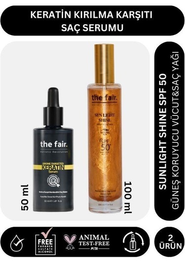 The Fair. Keratin Kırılma Karşıtı Saç Serum 50 Ml Ve Shine Spf 50 Güneş Koruyucu Saç Yağı 100 Ml