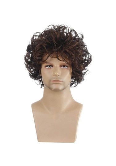 Gajeena Erkekler İçin Moda Kısa Dalgalı Peruk, Yüksek Sıcaklık Liften Yapılmış, Doğal Görünümlü, Kolay Kullanım, Siyah-kahverengi