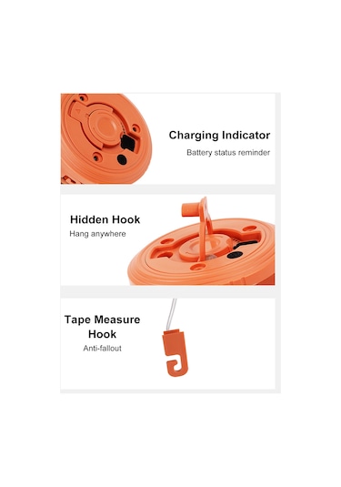 Geeksen Siyah, Yeşil, Turuncu Renk Seçenekli 8 Metre Uzunlukta 1500mah Pil Kapasiteli Taşınabilir Lamba Turuncu