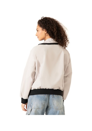 Riverstorm Kadın Taş Dik Yaka Su Ve Rüzgar Geçirmez Oversize Crop Mevsimlik Yağmurluk Rüzgarlık Taş