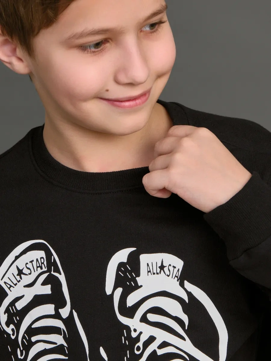 T-sod Seküiriş Kazanmış Sweatshirt 365248029 Siyah