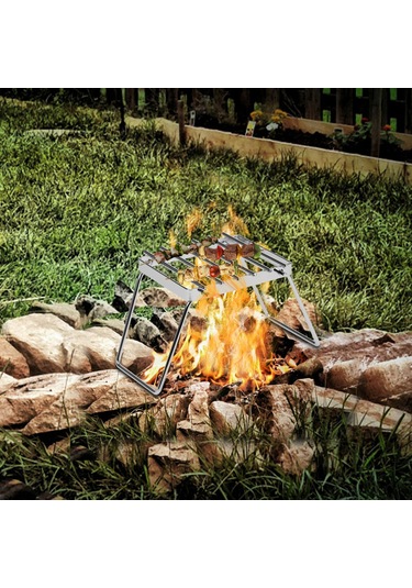 Çok Fonksiyonlu Katlanır Kamp Ateşi Izgara Taşınabilir,y21697 Gümüş