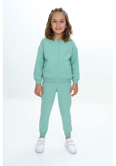 Toontoy Kız Çocuk Damla Nakışlı Eşofman Takım Yeşil