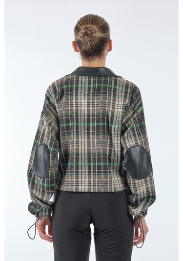 Unique Mode Düz Yaka Kareli Uzun Kollu Siyah Kadın Gömlek Uw23380 001