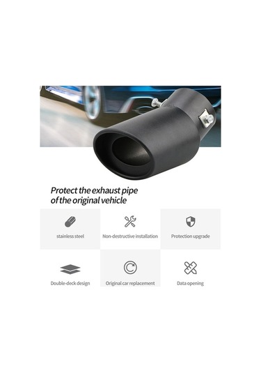Besthome1 63mm Mat Siyah Paslanmaz Çelik Egzoz Uç Borusu - 3.8-5.3cm Montaj Uyumlu