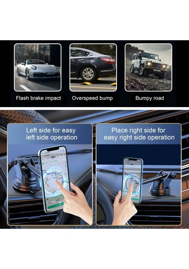 Araba Dashboard Montaj Vantuz Tabanı Teleskopik Kol Manyetik Telefon Tutucu Braketi