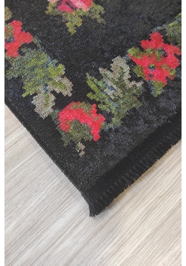 Karabağ Yolluk Yeşil Siyah Mutfak Halısı Yıkanabilir Kilim