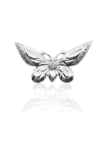 Oya Silver Gümüş Kelebek Broş Klbr00001 Beyaz