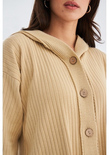 Peraluna Mujo Cardıgan & Shorts %100 Pamuk Kadın Triko Şort Takım Bej