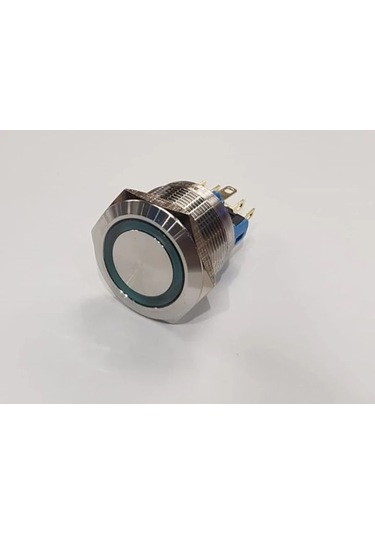 Swion 22mm Led'li Metal Buton Kalıcılı Yeşil Led