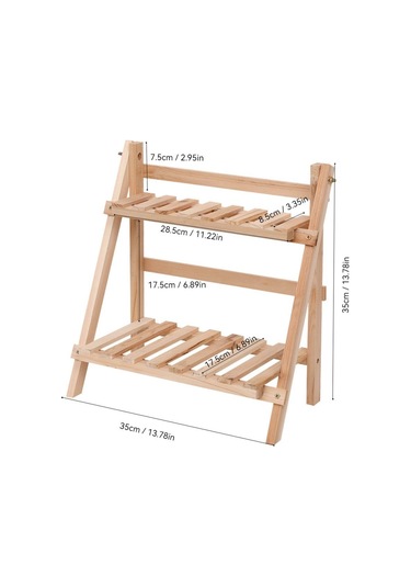 Sones Oturma Odası Ahşap Çift Katmanlı Saksı Depolama Rafı Kozmetik Düzenleme Ve Dekorasyon Rafı Ahşap Rengi