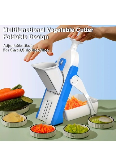 Honeybeeshop Genaı Çok Amaçlı Sebze Doğrayıcı Ve Meyve Dilimleyici Blue Manuel Gıda Rendesi Ayarlanabilir Paslanmaz Çelik Bıçak İle Patates Soğan Havuç İçin 1 Parça