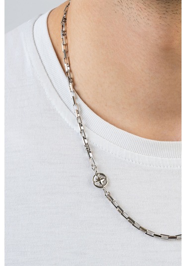 Dümen Figürlü 55 Cm Gümüş Erkek Kolye