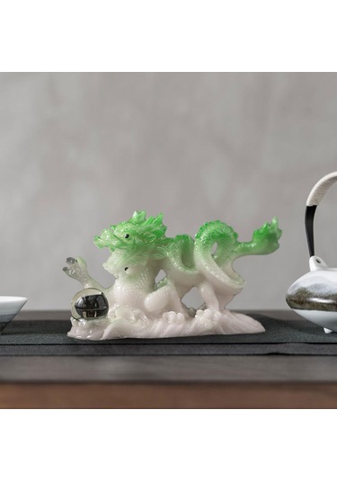Homyl Ejderha Oynayan Boncuk Heykeli El Sanatları Masa Yeşil