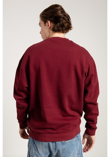 Jahr Marc Oversize Asit Yıkamalı Bordo Erkek Sweatshirt Bordo