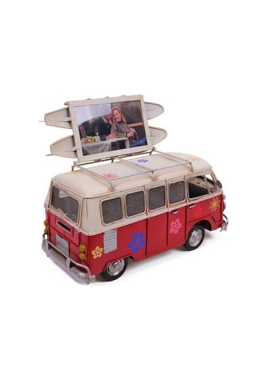 Dekoratif Metal Minibüs Çerçeveli Biblo Kumbaralı