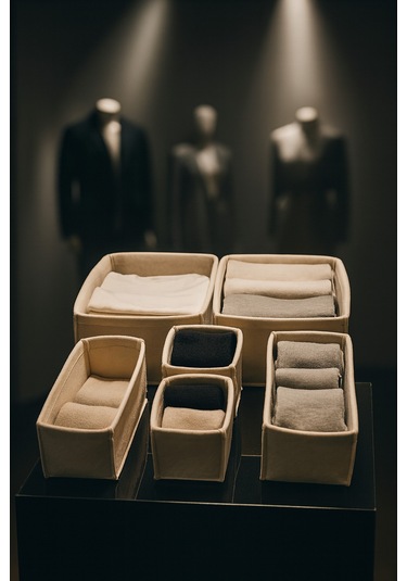 Keçe Çekmece Ve Dolap Düzenleyici Organizer Seti 6 Parça Krem, Çok Amaçlı Düzenleyici Kutular Krem