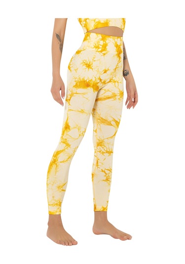 Reedark Kadınlar İçin Yüksek Bel Yoga Pantolonu - Şık Baskılı, Rahat Ve Esnek Spor Tayt Sarı