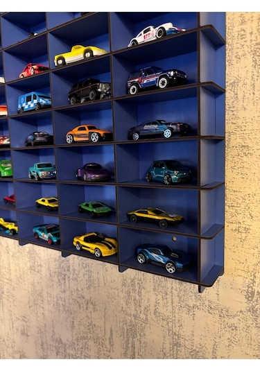 Oyuncak Araba Rafı Mobilya Lacivert